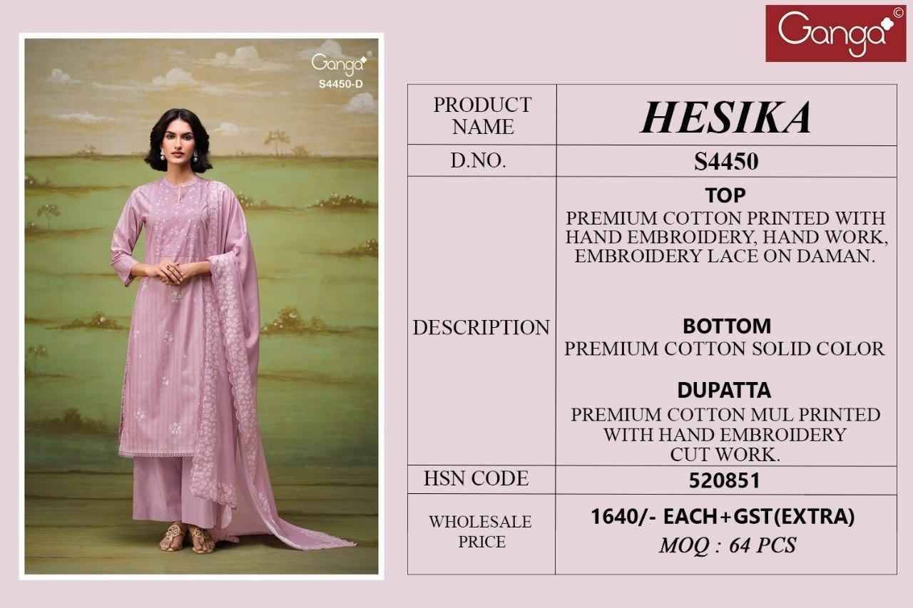 HESIKA 4450 By Ganga Fashion Beautiful Festive Suits Stylish Colorful Fancy Casual Wear & Ethnic Wear PREMIUM COTTON Print Dresses At Wholesale Price